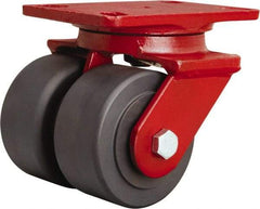 Hamilton - 4" Diam x 2" Wide x 5-5/8" OAH Top Plate Mount Swivel Caster - Nylon, 2,500 Lb Capacity, Sealed Precision Ball Bearing, 4-1/2 x 6-1/2" Plate - Caliber Tooling