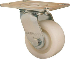 Hamilton - 4" Diam x 2" Wide x 5-5/8" OAH Top Plate Mount Swivel Caster - Nylon, 800 Lb Capacity, Sealed Precision Ball Bearing, 4-1/2 x 6-1/4" Plate - Caliber Tooling