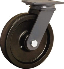 Hamilton - 10" Diam x 2-1/2" Wide x 12-1/16" OAH Top Plate Mount Swivel Caster - Phenolic, 2,400 Lb Capacity, Tapered Roller Bearing, 4-1/2 x 6-1/2" Plate - Caliber Tooling