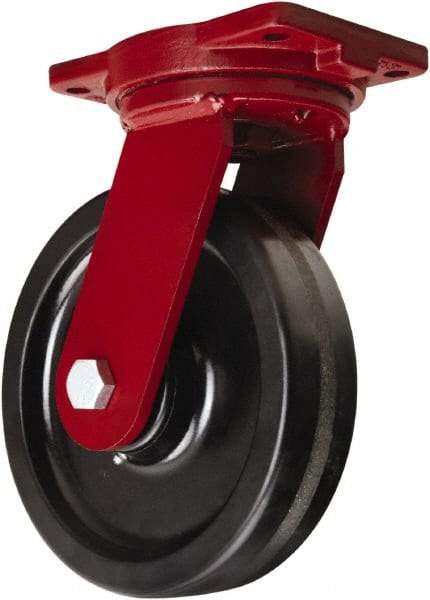 Hamilton - 10" Diam x 2-1/2" Wide x 12-1/2" OAH Top Plate Mount Swivel Caster - Phenolic, 2,500 Lb Capacity, Straight Roller Bearing, 6-1/8 x 7-1/2" Plate - Caliber Tooling