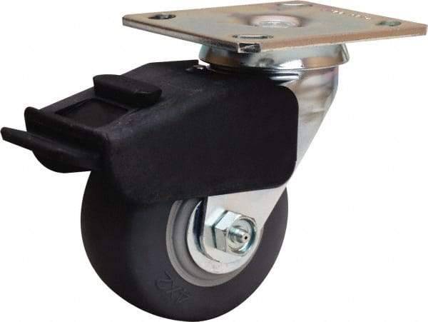 Hamilton - 4" Diam x 2" Wide x 5-5/8" OAH Top Plate Mount Swivel Caster - Rubber Mold on Polyolefin, 300 Lb Capacity, Straight Roller Bearing, 4 x 4-1/2" Plate - Caliber Tooling