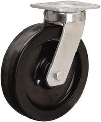 Hamilton - 8" Diam x 2" Wide x 9-1/2" OAH Top Plate Mount Swivel Caster - Phenolic, 1,400 Lb Capacity, Straight Roller Bearing, 4 x 4-1/2" Plate - Caliber Tooling