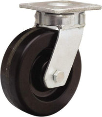 Hamilton - 6" Diam x 2" Wide x 7-1/2" OAH Top Plate Mount Swivel Caster - Phenolic, 1,200 Lb Capacity, Straight Roller Bearing, 4 x 4-1/2" Plate - Caliber Tooling