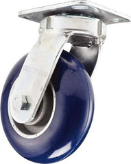 Hamilton - 4" Diam x 2" Wide x 5-5/8" OAH Top Plate Mount Swivel Caster - Polyurethane Mold on Polypropylene, 500 Lb Capacity, Straight Roller Bearing, 4 x 4-1/2" Plate - Caliber Tooling