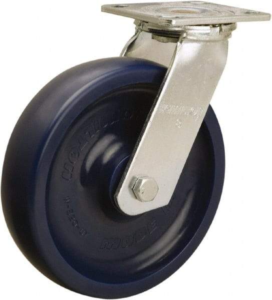 Hamilton - 8" Diam x 2" Wide x 9-1/2" OAH Top Plate Mount Swivel Caster - Polyurethane, 900 Lb Capacity, Sealed Precision Ball Bearing, 4 x 4-1/2" Plate - Caliber Tooling