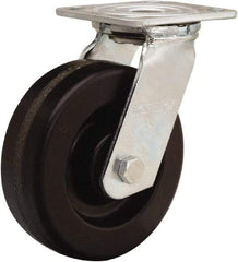 Hamilton - 6" Diam x 2" Wide x 7-1/2" OAH Top Plate Mount Swivel Caster - Phenolic, 900 Lb Capacity, Straight Roller Bearing, 4 x 4-1/2" Plate - Caliber Tooling