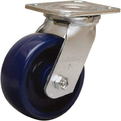 Hamilton - 5" Diam x 2" Wide x 6-1/2" OAH Top Plate Mount Swivel Caster - Polyurethane, 900 Lb Capacity, Sealed Precision Ball Bearing, 4 x 4-1/2" Plate - Caliber Tooling