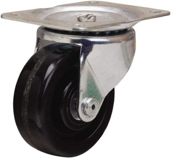 Hamilton - 4" Diam x 1-1/2" Wide x 5" OAH Top Plate Mount Swivel Caster - Phenolic, 375 Lb Capacity, Straight Roller Bearing, 4 x 5-1/8" Plate - Caliber Tooling