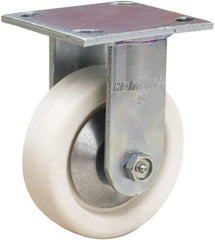 Hamilton - 5" Diam x 1-1/2" Wide x 6-1/2" OAH Top Plate Mount Rigid Caster - Polyolefin, 400 Lb Capacity, Delrin Bearing, 4 x 4-1/2" Plate - Caliber Tooling