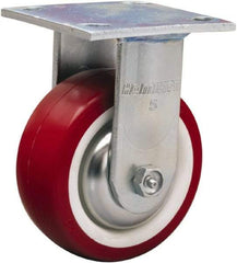 Hamilton - 5" Diam x 2" Wide x 6-1/2" OAH Top Plate Mount Rigid Caster - Polyurethane Mold on Polypropylene, 900 Lb Capacity, Straight Roller Bearing, 4 x 4-1/2" Plate - Caliber Tooling