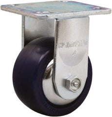 Hamilton - 4" Diam x 2" Wide x 5-5/8" OAH Top Plate Mount Rigid Caster - Polyurethane, 750 Lb Capacity, Straight Roller Bearing, 4 x 4-1/2" Plate - Caliber Tooling