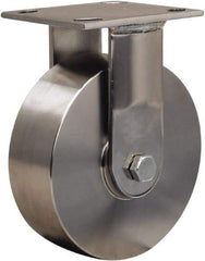 Hamilton - 6" Diam x 2" Wide x 7-1/2" OAH Top Plate Mount Rigid Caster - Forged Steel, 800 Lb Capacity, Plain Bore Bearing, 3-3/4 x 4-1/2" Plate - Caliber Tooling