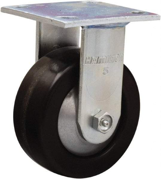 Hamilton - 5" Diam x 2" Wide x 6-1/2" OAH Top Plate Mount Rigid Caster - Phenolic, 1,000 Lb Capacity, Straight Roller Bearing, 4 x 4-1/2" Plate - Caliber Tooling