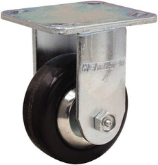 Hamilton - 4" Diam x 1-1/2" Wide x 5-5/8" OAH Top Plate Mount Rigid Caster - Phenolic, 600 Lb Capacity, Straight Roller Bearing, 4 x 4-1/2" Plate - Caliber Tooling