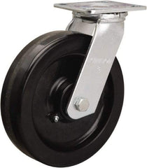 Hamilton - 8" Diam x 2" Wide x 9-1/2" OAH Top Plate Mount Swivel Caster - Phenolic, 900 Lb Capacity, Straight Roller Bearing, 4 x 4-1/2" Plate - Caliber Tooling