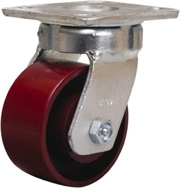 Hamilton - 4" Diam x 2" Wide x 5-5/8" OAH Top Plate Mount Swivel Caster - Cast Iron, 1,000 Lb Capacity, Sealed Precision Ball Bearing, 4 x 4-1/2" Plate - Caliber Tooling