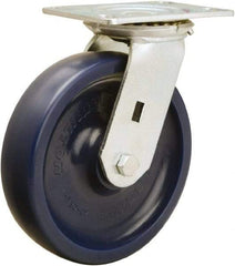 Hamilton - 8" Diam x 2" Wide x 9-1/2" OAH Top Plate Mount Swivel Caster - Polyurethane, 1,500 Lb Capacity, Sealed Precision Ball Bearing, 4-1/2 x 6-1/4" Plate - Caliber Tooling