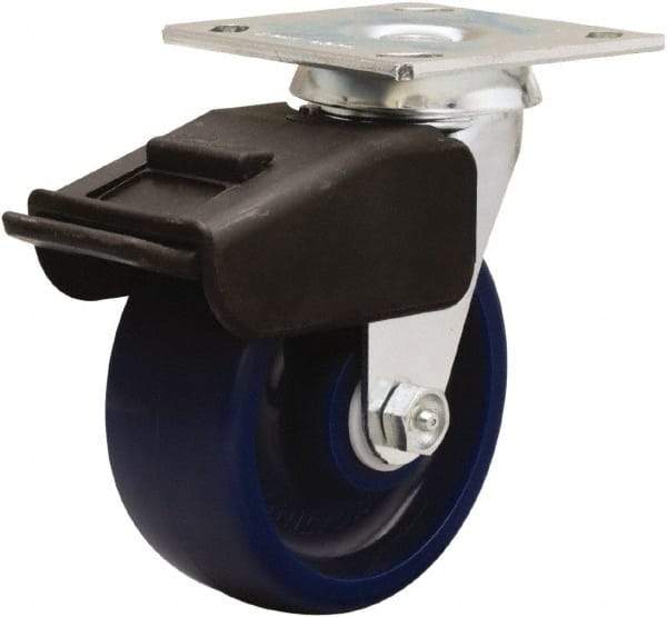 Hamilton - 5" Diam x 2" Wide x 6-1/2" OAH Top Plate Mount Swivel Caster - Polyurethane, 850 Lb Capacity, Precision Ball Bearing, 4 x 4-1/2" Plate - Caliber Tooling