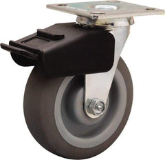 Hamilton - 6" Diam x 2" Wide x 7-1/2" OAH Top Plate Mount Swivel Caster - Rubber Mold on Polyolefin, 410 Lb Capacity, Straight Roller Bearing, 4 x 4-1/2" Plate - Caliber Tooling