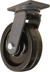 Hamilton - 10" Diam x 3" Wide x 12-1/2" OAH Top Plate Mount Swivel Caster - Phenolic, 2,900 Lb Capacity, Tapered Roller Bearing, 5-1/4 x 7-1/4" Plate - Caliber Tooling