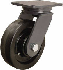 Hamilton - 8" Diam x 2-1/2" Wide x 10-1/2" OAH Top Plate Mount Swivel Caster - Phenolic, 2,000 Lb Capacity, Straight Roller Bearing, 5-1/4 x 7-1/4" Plate - Caliber Tooling