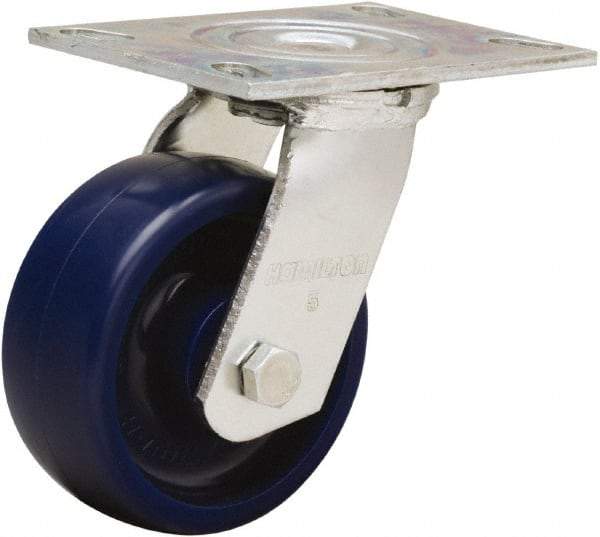 Hamilton - 5" Diam x 2" Wide x 6-1/2" OAH Top Plate Mount Swivel Caster - Polyurethane, 900 Lb Capacity, Sealed Precision Ball Bearing, 4-1/2 x 6-1/4" Plate - Caliber Tooling