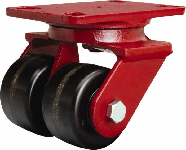 Hamilton - 3-1/4" Diam x 2" Wide x 5-1/4" OAH Top Plate Mount Swivel Caster - Phenolic, 1,400 Lb Capacity, Straight Roller Bearing, 4-1/2 x 6-1/2" Plate - Caliber Tooling