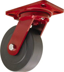 Hamilton - 6" Diam x 2" Wide x 7-3/4" OAH Top Plate Mount Swivel Caster - Nylon, 2,000 Lb Capacity, Sealed Precision Ball Bearing, 4-1/2 x 6-1/2" Plate - Caliber Tooling