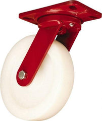 Hamilton - 8" Diam x 2" Wide x 9-3/4" OAH Top Plate Mount Swivel Caster - Nylon, Sealed Precision Ball Bearing, 4-1/2 x 6-1/2" Plate - Caliber Tooling