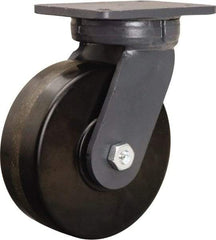 Hamilton - 8" Diam x 3" Wide x 10-1/2" OAH Top Plate Mount Swivel Caster - Phenolic, 3,000 Lb Capacity, Straight Roller Bearing, 5-1/4 x 7-1/4" Plate - Caliber Tooling