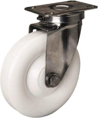 Hamilton - 5" Diam x 1-3/8" Wide x 6-1/4" OAH Top Plate Mount Swivel Caster - Polyolefin, 300 Lb Capacity, Plain Bore Bearing, 2-3/8 x 3-5/8" Plate - Caliber Tooling