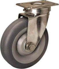 Hamilton - 5" Diam x 1-3/8" Wide x 6-1/4" OAH Top Plate Mount Swivel Caster - Rubber Mold on Polyolefin, 275 Lb Capacity, Delrin Bearing, 2-3/8 x 3-5/8" Plate - Caliber Tooling