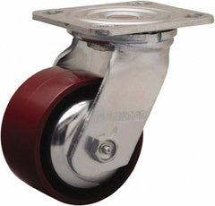 Hamilton - 4" Diam x 2" Wide x 5-5/8" OAH Top Plate Mount Swivel Caster - Cast Iron, 900 Lb Capacity, Sealed Precision Ball Bearing, 4 x 4-1/2" Plate - Caliber Tooling