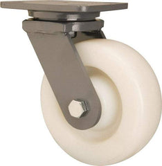 Hamilton - 6" Diam x 2" Wide x 7-1/2" OAH Top Plate Mount Swivel Caster - Nylon, Sealed Precision Ball Bearing, 4 x 5" Plate - Caliber Tooling