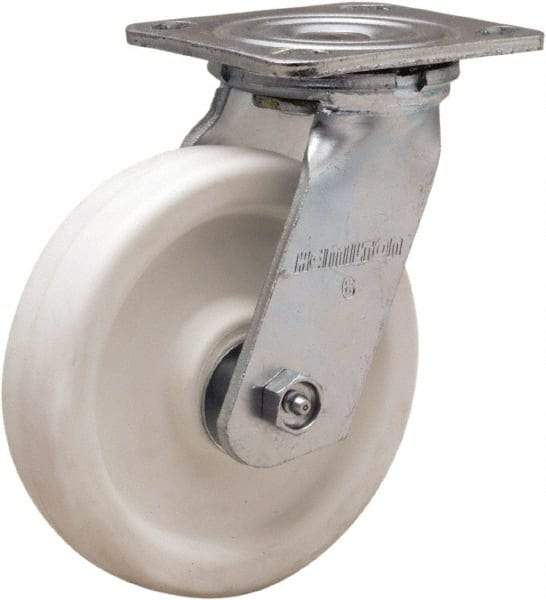 Hamilton - 6" Diam x 1-1/2" Wide x 7-1/2" OAH Top Plate Mount Swivel Caster - Polyolefin, 550 Lb Capacity, Delrin Bearing, 4 x 4-1/2" Plate - Caliber Tooling