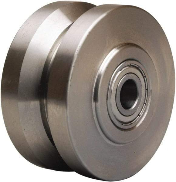 Hamilton - 4 Inch Diameter x 2 Inch Wide, Stainless Steel Caster Wheel - 800 Lb. Capacity, 2-1/4 Inch Hub Length, 3/4 Inch Axle Diameter, Plain Bore Bearing - Caliber Tooling