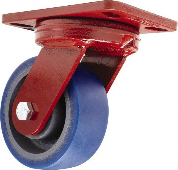 Hamilton - 5" Diam x 2" Wide x 6-3/4" OAH Top Plate Mount Swivel Caster - Polyurethane, 840 Lb Capacity, Sealed Precision Ball Bearing, 4-1/2 x 6-1/2" Plate - Caliber Tooling