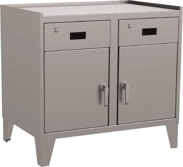 Jamco - 2 Shelf Locking Storage Cabinet - Stainless Steel, 36" Wide x 24" Deep x 34" High - Caliber Tooling