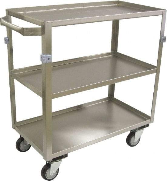 Jamco - 600 Lb Capacity, 30" Wide x 16" Long x 34" High Shelf Cart - 3 Shelf, Stainless Steel, 4 Swivel Casters - Caliber Tooling