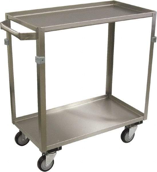 Jamco - 600 Lb Capacity, 22" Wide x 36" Long x 34" High Service Cart - 2 Shelf, Stainless Steel, 4 Swivel Casters - Caliber Tooling