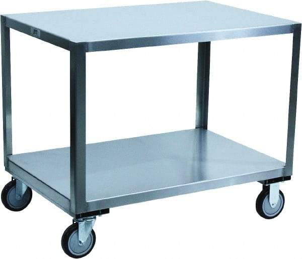 Jamco - 1,200 Lb Capacity, 48" Wide x 24" Long x 30" High Transport Cart - 2 Shelf, Stainless Steel, 2 Rigid/2 Swivel Casters - Caliber Tooling