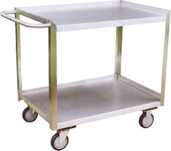 Jamco - 1,200 Lb Capacity, 36" Wide x 24" Long x 35" High Shelf Cart - 2 Shelf, Stainless Steel, 2 Rigid/2 Swivel Casters - Caliber Tooling