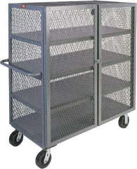 Jamco - 3,000 Lb Capacity, 4 Shelf, 4-Sided Steel Mesh Security Truck - 24" Long x 48" Wide x 57" High, 6" Diam Phenolic Wheels - Caliber Tooling