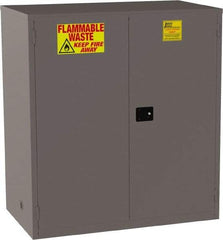 Jamco - 2 Door, 1 Shelf, Yellow Steel Double Wall Safety Cabinet for Flammable and Combustible Liquids - 65" High x 34" Wide x 59" Deep, Manual Closing Door, 3 Point Key Lock, 120 Gal Capacity - Caliber Tooling