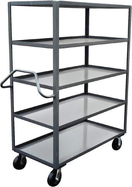 Jamco - 3,000 Lb Capacity, 5 Shelf, Steel Stock Truck - 36" Long x 72" Wide x 68" High, 6" Diam Phenolic Wheels - Caliber Tooling