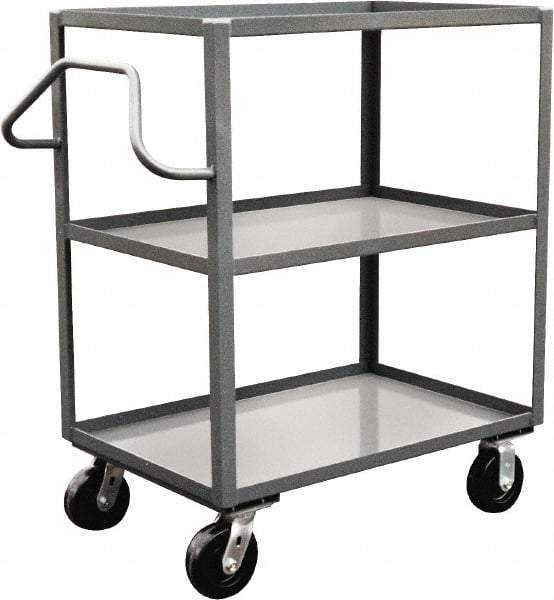 Jamco - 3,000 Lb Capacity, 3 Shelf, Steel Stock Truck - 24" Long x 60" Wide x 48" High, 6" Diam Phenolic Wheels - Caliber Tooling