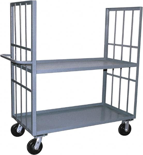 Jamco - 3,000 Lb Capacity, 2 Shelf, 2-Sided Steel Slat Truck - 24" Long x 60" Wide x 57" High, 6" Diam Phenolic Wheels - Caliber Tooling