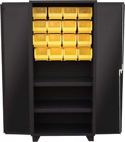 Jamco - 2 Shelf 16 Bin Storage Cabinet - Steel, 36" Wide x 24" Deep x 78" High, Black - Caliber Tooling