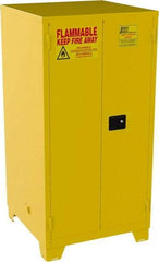 Jamco - 2 Door, 2 Shelf, Yellow Steel Double Wall Safety Cabinet for Flammable and Combustible Liquids - 70" High x 34" Wide x 34" Deep, Self Closing Door, 3 Point Key Lock, 60 Gal Capacity - Caliber Tooling