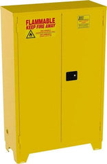 Jamco - 2 Door, 2 Shelf, Yellow Steel Double Wall Safety Cabinet for Flammable and Combustible Liquids - 70" High x 18" Wide x 43" Deep, Self Closing Door, 3 Point Key Lock, 45 Gal Capacity - Caliber Tooling